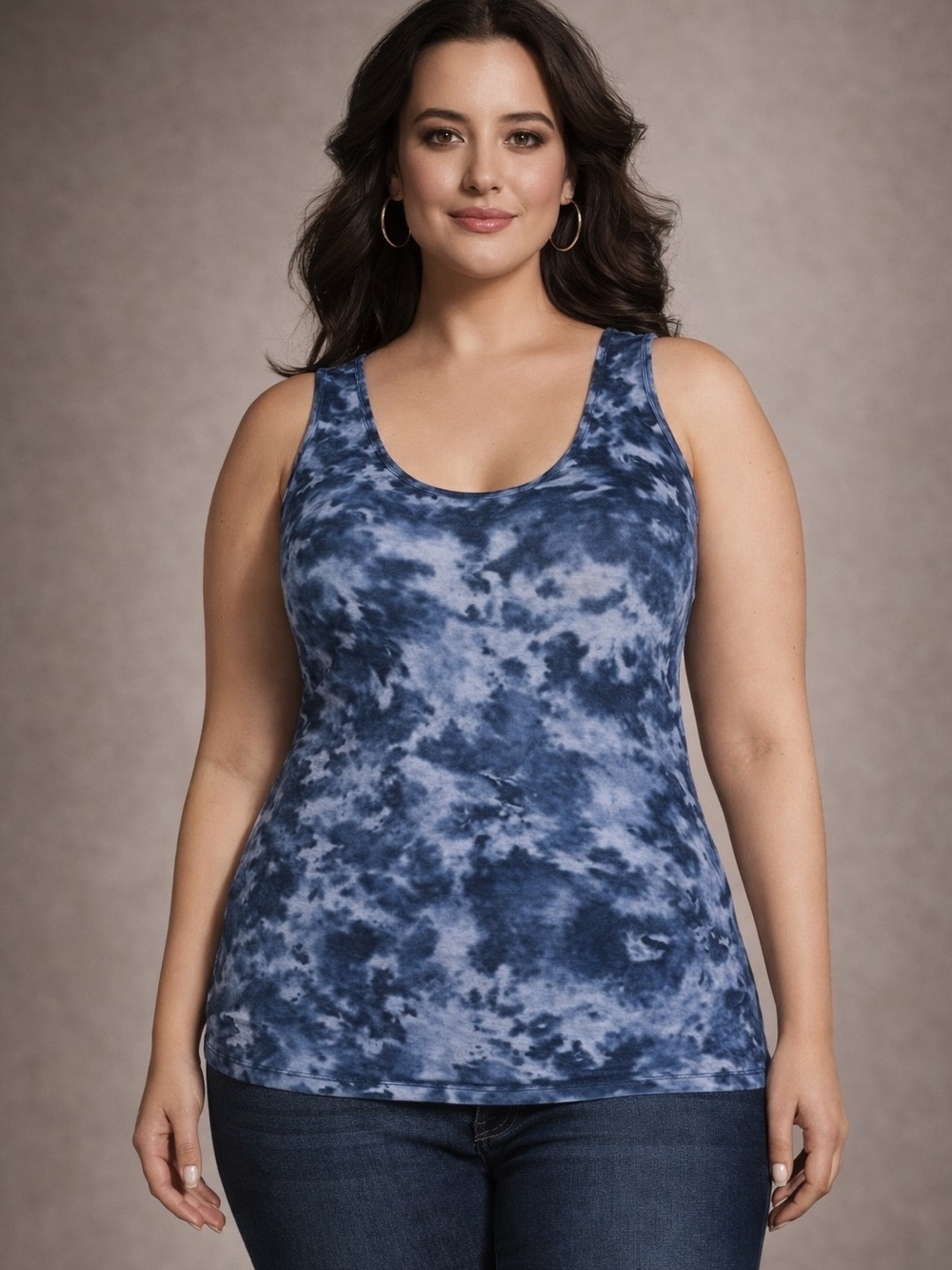 Terra & Sky Blue Tie-Dye Scoop Neck Tank